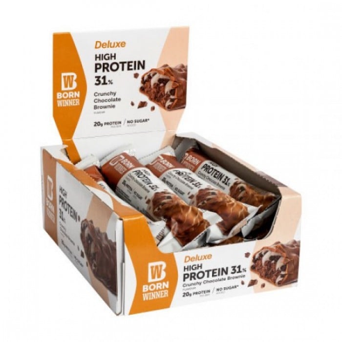 BORN WINNER Deluxe High Protein Bar 31% Crunchy Chocolate Brownie 12x64 гр